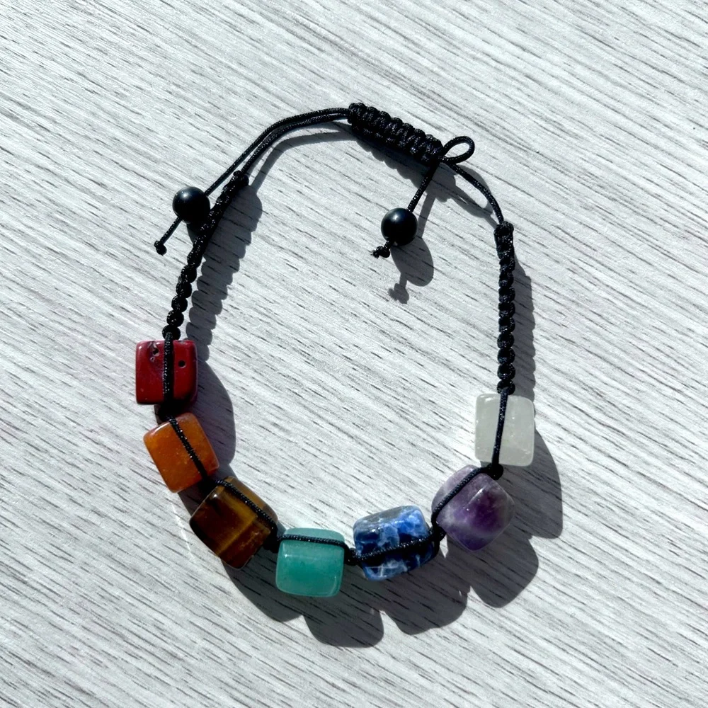 Multi-Gemstone Adjustable Bracelet - Picture 2 of 2